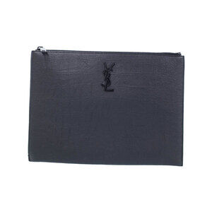 SAINT LAURENT Monogram Zip Tablet Holder Clutch Bag